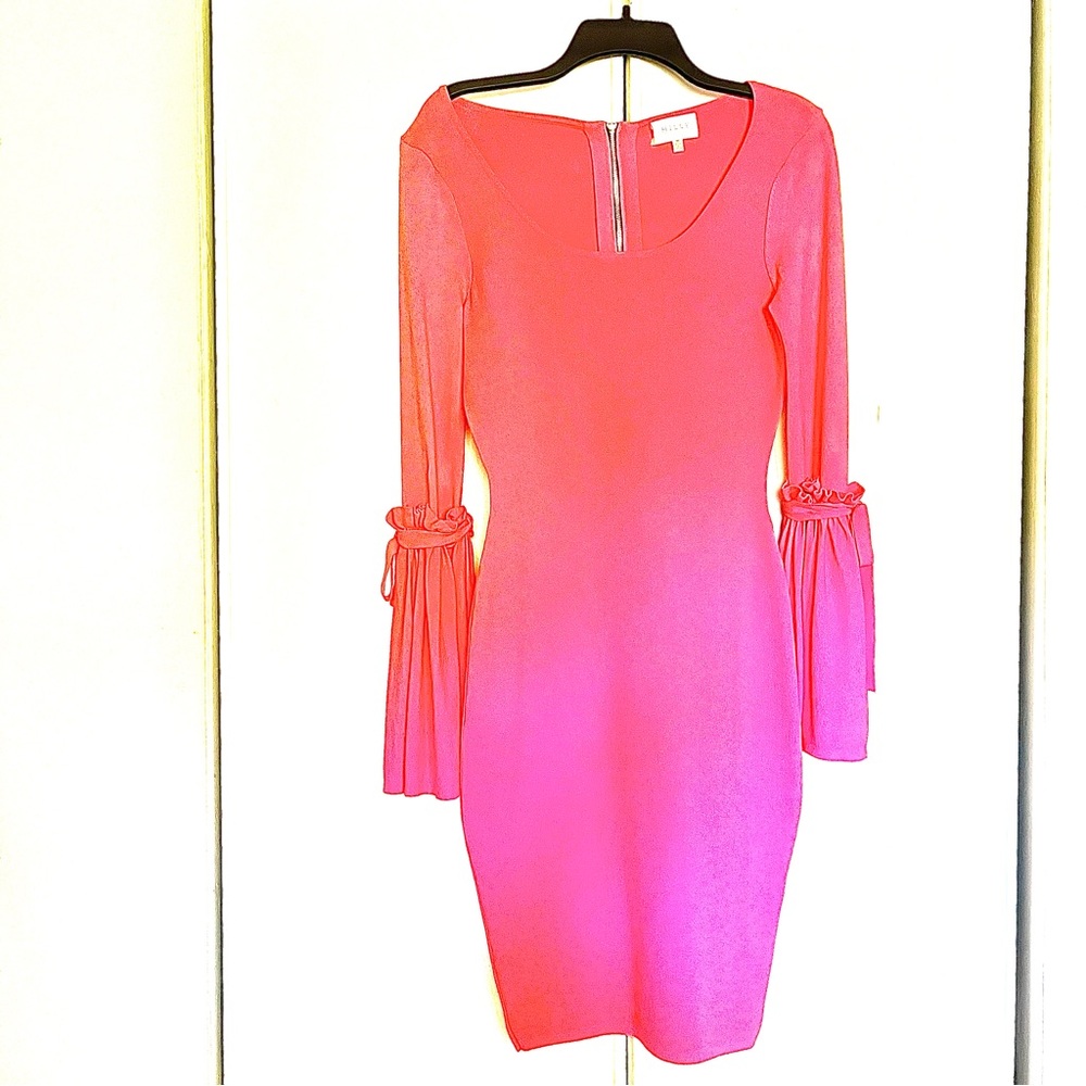 Milly of New York Vibrant Pink Long Sleeve Dress